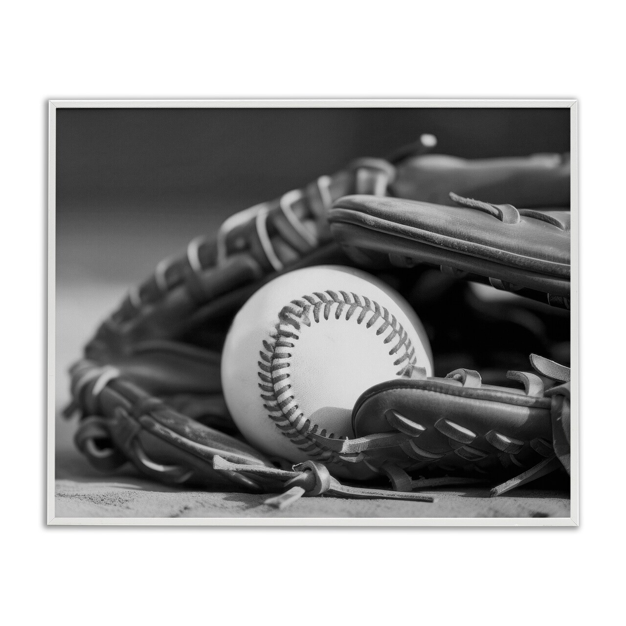 Stupell Industries Baseball Mitt & Ball Framed Giclee Wall Art Design by Daphne Polselli